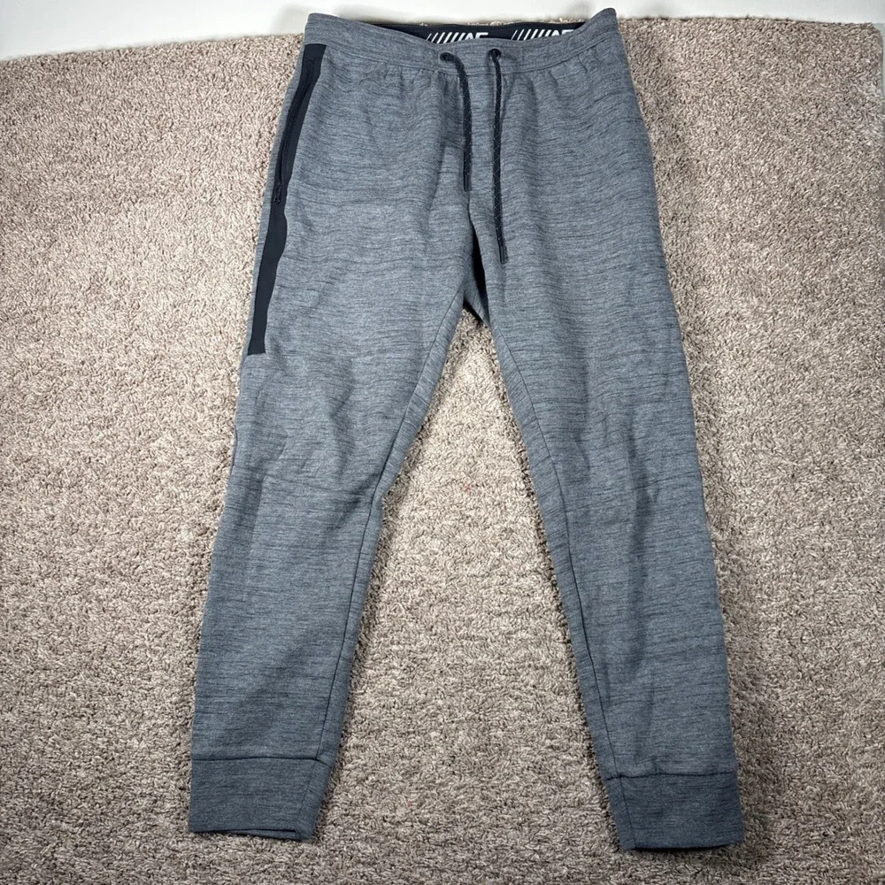 American Eagle Flex Joggers Mens Medium Gray Heather Tapered Zipper‎ Pockets